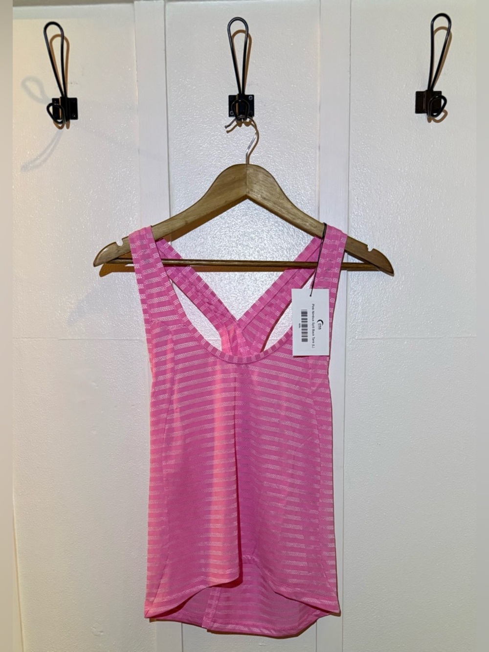 ZYIA NWT Pink Nimbus Cross Spilt Back Stripe Mesh Tank Top Size L Women’s